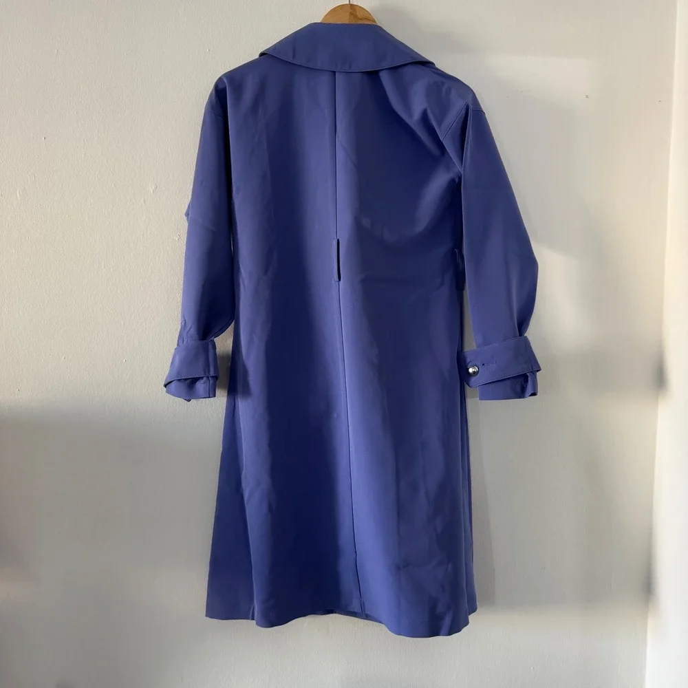 G by Giuliana Black Label Periwinkle Trench Coat Belted XXS Quiet Luxury Peppy - Picture 2 of 11